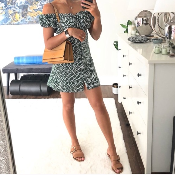 @EMRATA VERTE GREEN WHITE FLORAL SUMMER SUN DRESS - Picture 2 of 8